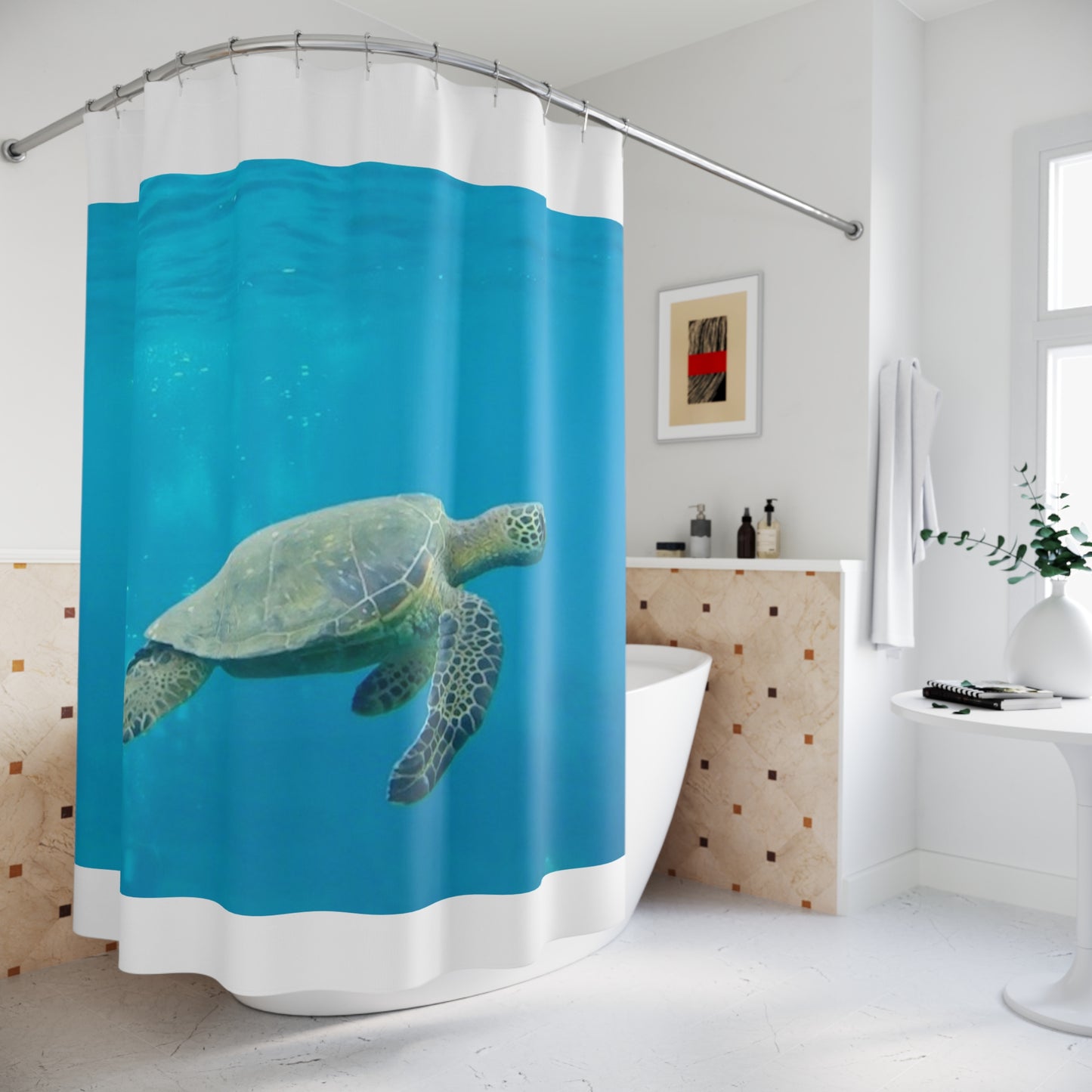 Oceanic Turtle Shower Curtain - Beach Vibes, Nautical Decor, Bathroom Accessory, Gift for Sea Lovers, Coastal Home