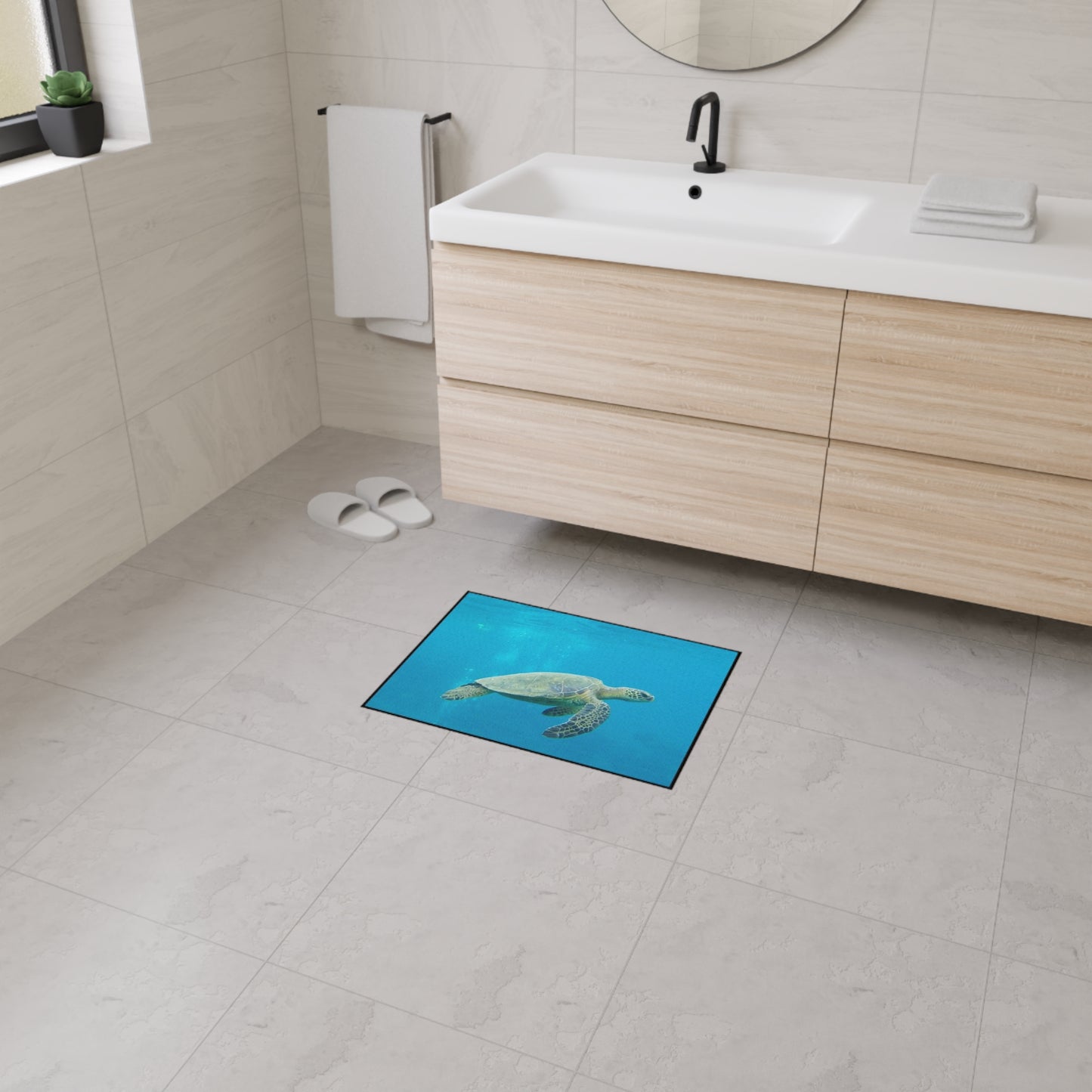 Ocean Turtle Heavy Duty Floor Mat | Indoor/Outdoor Use, Kitchen, Bathroom, Entryway, Beach Decor, Eco-Friendly