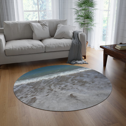 Coastal Round Rug - Beach-Inspired Home Decor, Nautical Floor Mat, Coastal Living, Living Room Accent, Beach House Decor